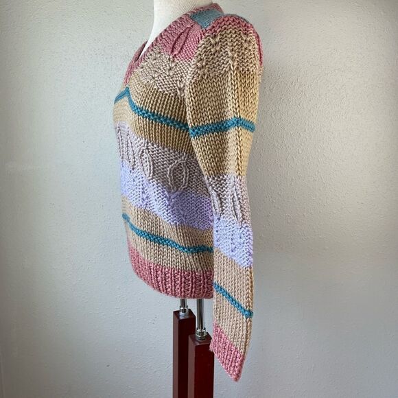 Vintage Daddy’s Money Hand Knit V-Neck Sweater Size M EUC - Picture 3 of 8